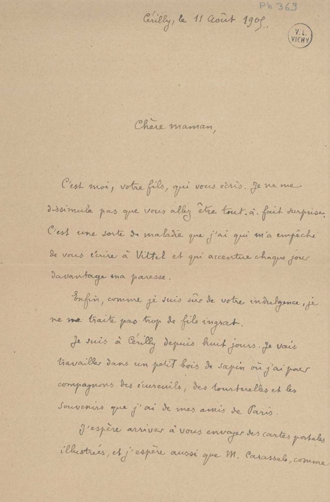 Lettre de Mme Carassale à Charles-Louis Philippe