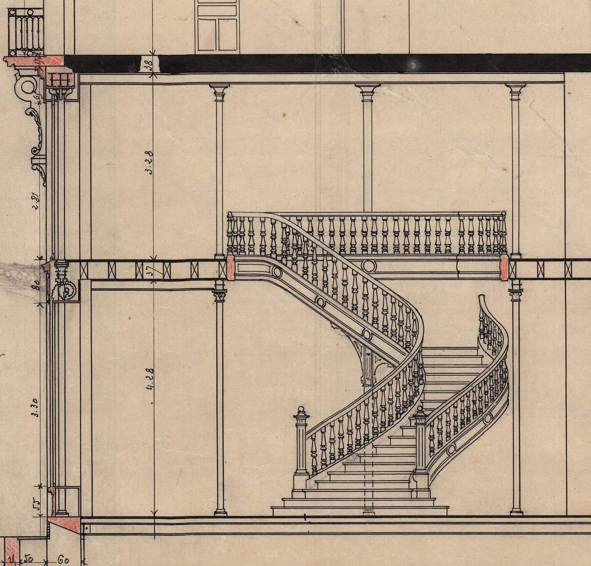 15 1896 Percilly Détail escalier